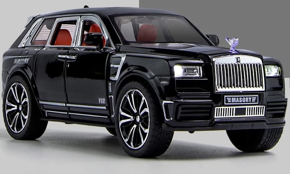 Image of Rolls Royce Cullinan Masory 1:24 Model Car with Box, Zinc Alloy Pull Back Toy car with Sound and Light for Kids Boy Girl Gift [Colors as Per Stock] (Rolls Royce Cullinan Masory 1:24)