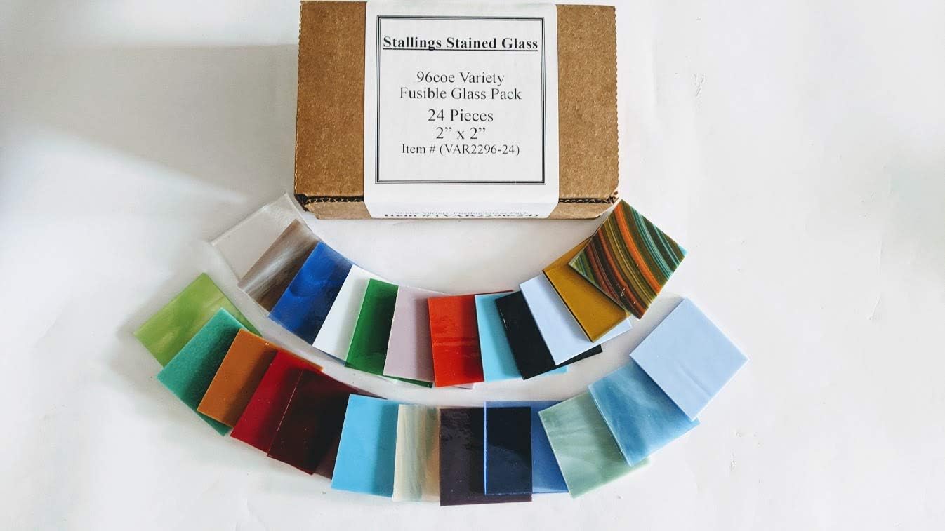 96coe Fusible Opal, Cathedral, and Textured Glass Sheets by Stallings Stained Glass (10 Pieces (6" x 6"))