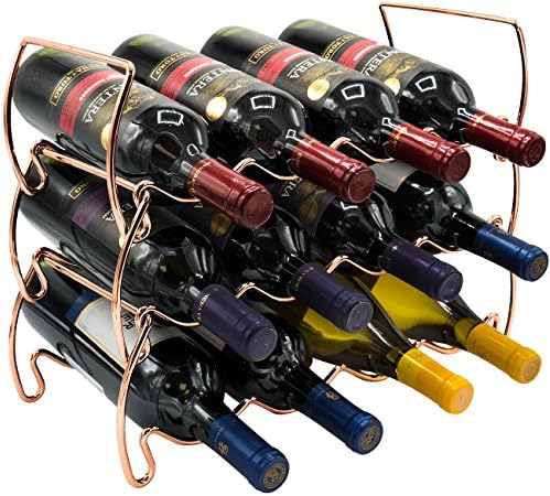 Sorbus® 3-Tier Stackable Wine Rack - Classic Style Wine Racks for Bottles - Perfect for Bar, Wine Cellar, Basement, Cabinet, Pantry, etc - Hold 12 Bottles, Metal (Copper)