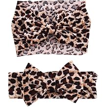 Baby Girls Leopard Headband Bow Headwear Turban Headband for Baby Toddler Wide Hairband Hair Accessories 2 Pack TSFD40