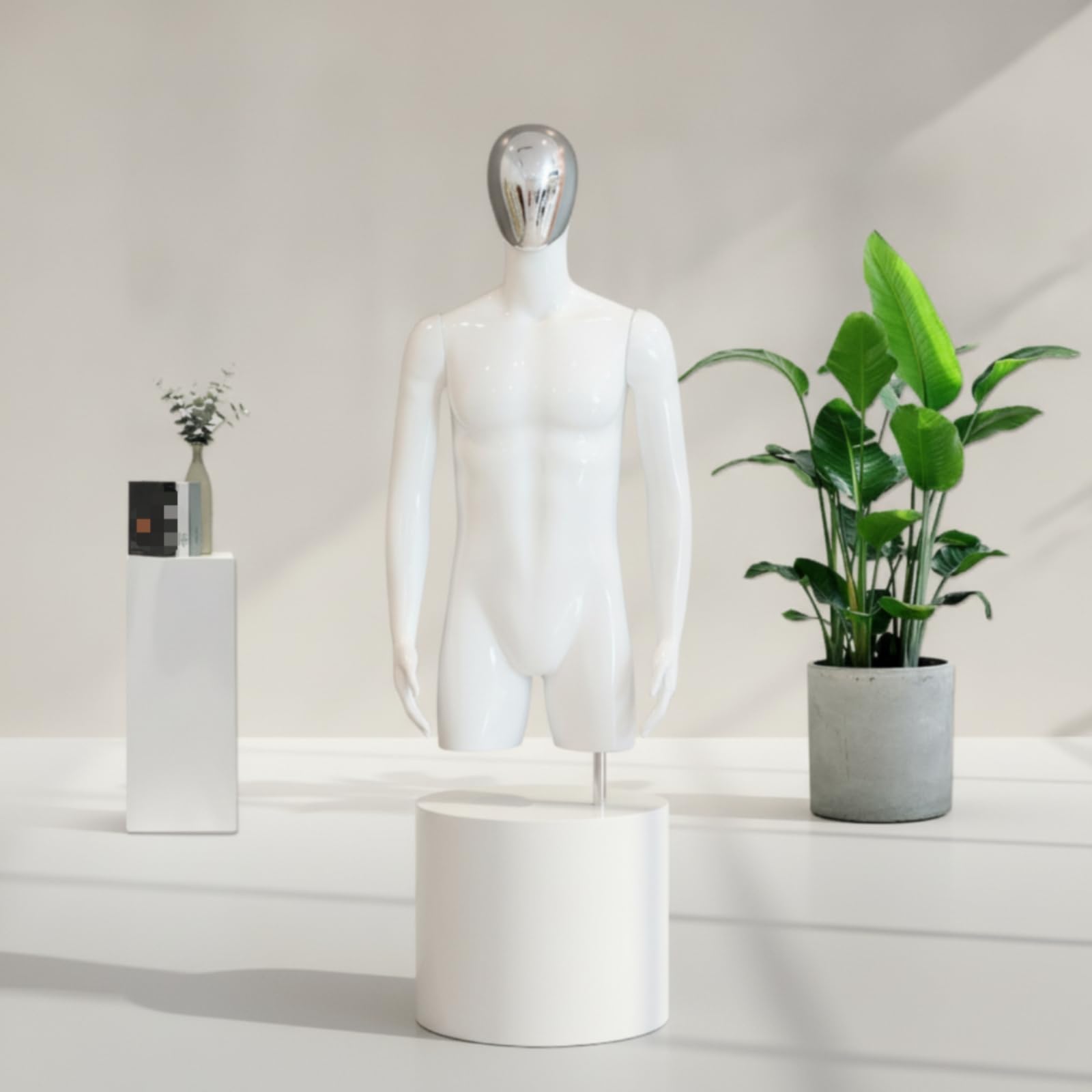 Schaufensterpuppe Herren Mannequin Torso Büste Figur mit Aufrechter Haltung Und Anliegenden Händen für Professionelle Präsentation für Ladenbau , Goldenes Gesicht - Schwarzer Körper