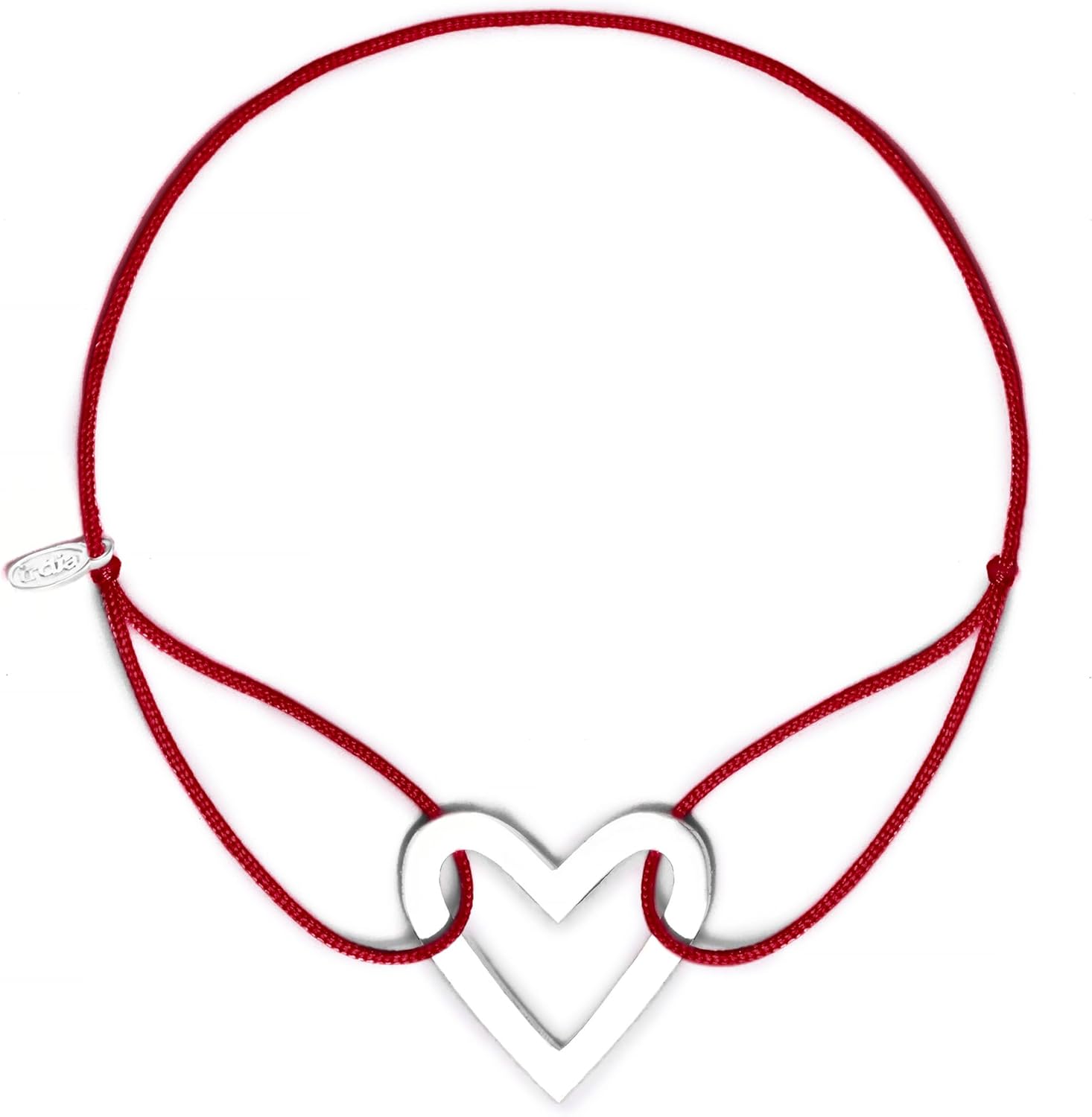 Irdia Real silver love heart cord bracelet handmade, silver 950, fine jewelry, adjustable for woman