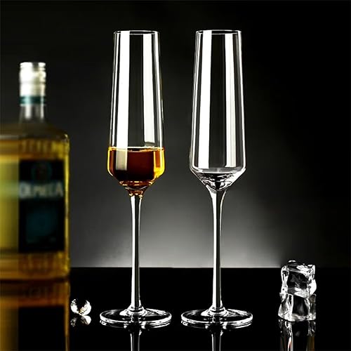 Miniatura 1 de ACHEER Juego de 4 copas de champán de cristal, elegantes copas de champán de 8 onzas, sopladas a mano, modernas copas de champán, caja de regalo,