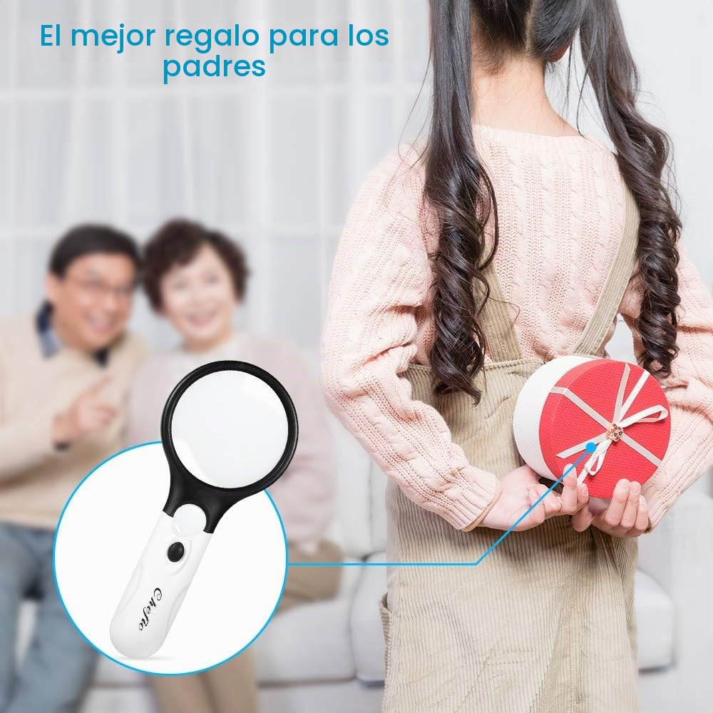 Lupa con Luz 3X 45X, 3 Lupas con Luz LED Lupa de Mano Portátil Para Leer, Observar Joyas, Manualidades, et