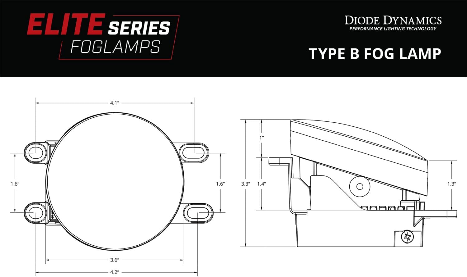 Diode Dynamics Elite Series Type B Fog Lamps compatible with Lexus/Subaru/Toyota Tacoma, 4Runner, RAV4 (pair), Cool White (6000K)