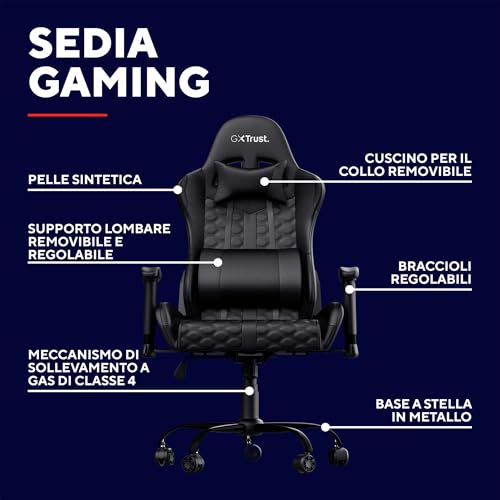 GXT 708 Resto Sedia Gaming, Sedia 360° con Cuscini Rimovibili, Regolabile in Altezza, Sedia Girevole da Scrivania per PC, Ufficio, per Gioco – Nero - Sedia gaming - Immagine 3