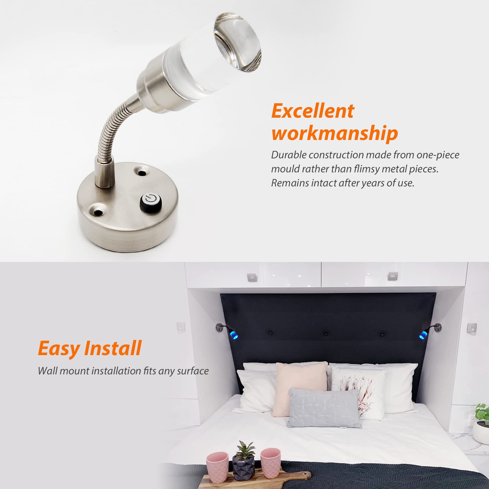 Amazon.com: Dream lighting 12V LED Reading Light Nickel Brushed