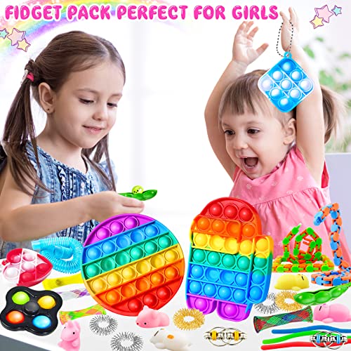 (27 Pcs) Fidget Toy Pack Sensory Squeeze Toys Set For Boys Party Favors Pop Fidget Box Figet Kit Figetsss Toy For Girls Toddlers Adhd Autism Stocking Stuffers Carnival Classroom Treasure Chest Prizes #TOP4