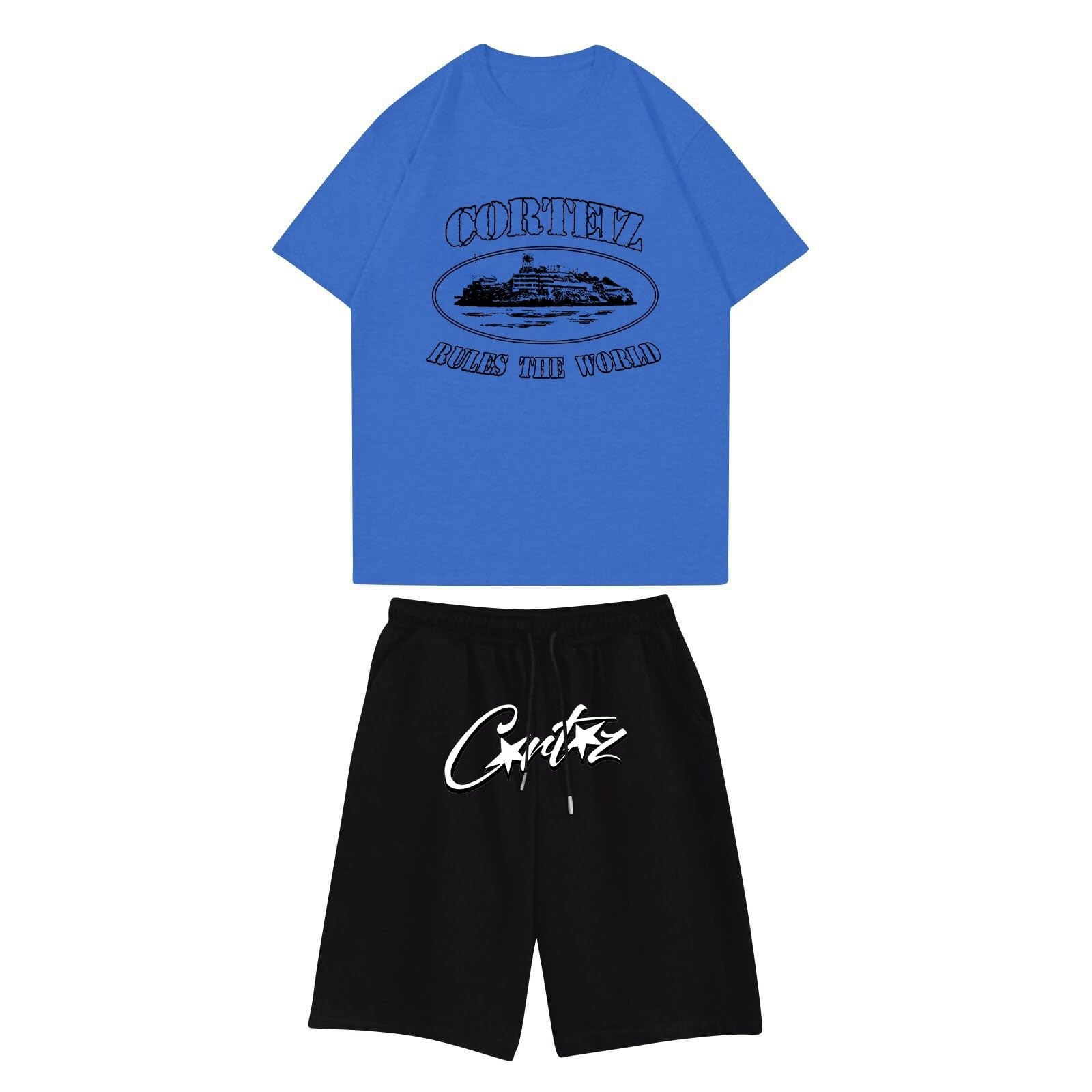 Herren T-Shirt & Shorts Set – 2-teiliger Sportanzug, Oversized, Y2K Streetwear, Aus Polyester/Baumwolle
