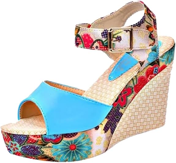 Amazon.com | Anabeller Women's Flower Strappy Open Toe Wedge Sandals | Platforms & Wedges