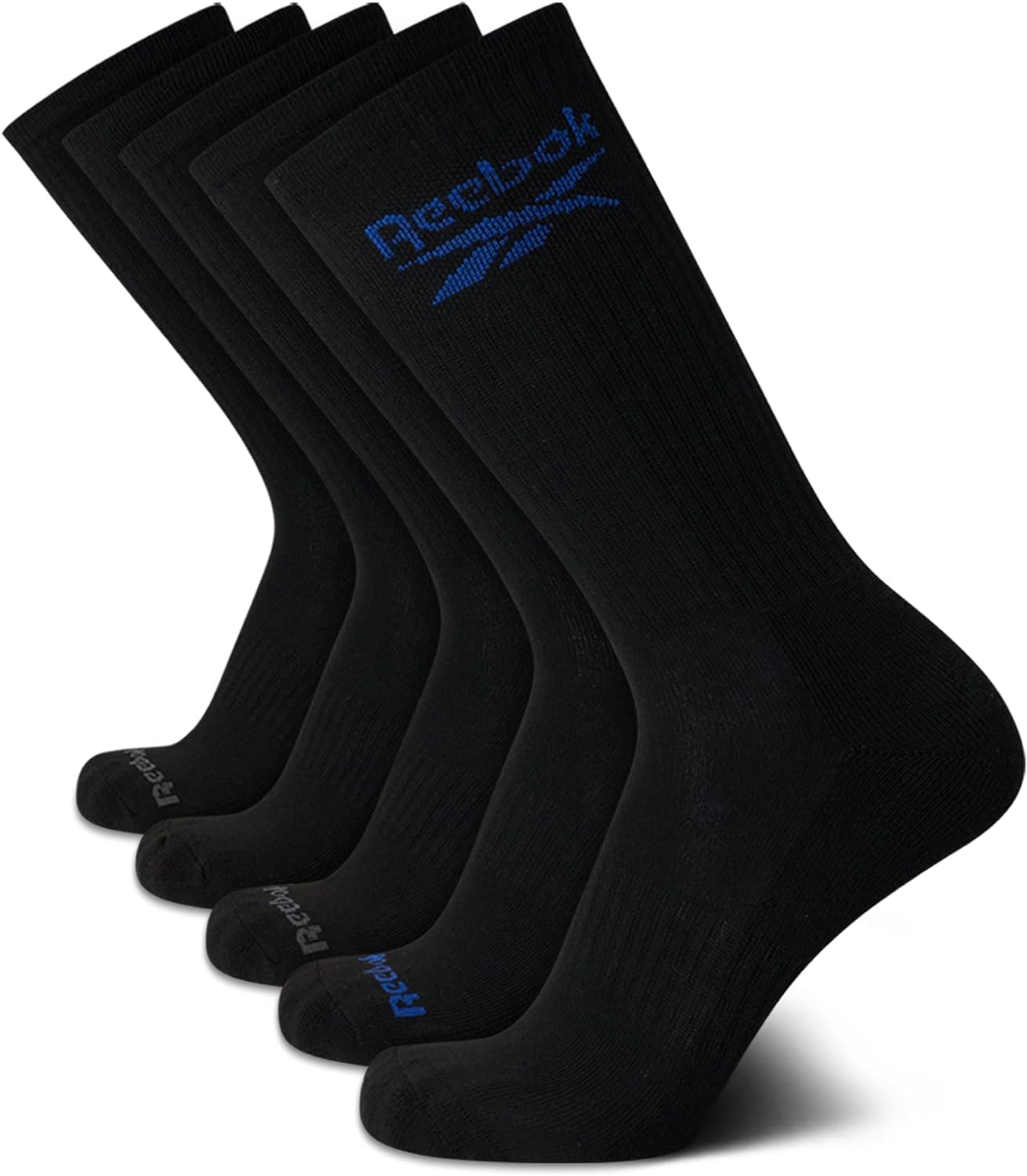 ReebokMens Athletic Crew Socks - 5 Pack Moisture Wicking Cushioned Athletic Socks for Men with Reinforced Seams (6-12.5)