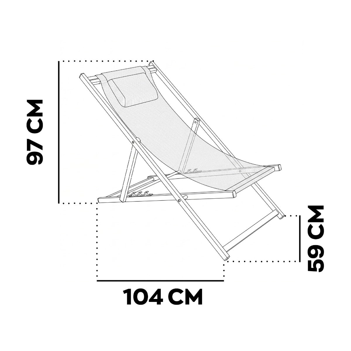 FRANKYSTAR® Mezzaluna - Set di 2 sdraio pieghevoli e regolabile 59x97x104 cm prendisole da esterno giardino spiaggia piscina in alluminio e textilene tortora