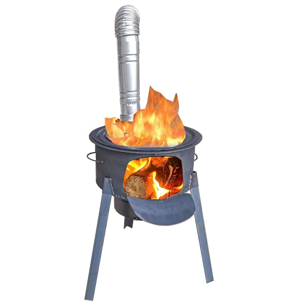 Amazon | GiDoKe 薪ストーブ 煙突 小型 軽量 ストーブ 鉄 焚き火