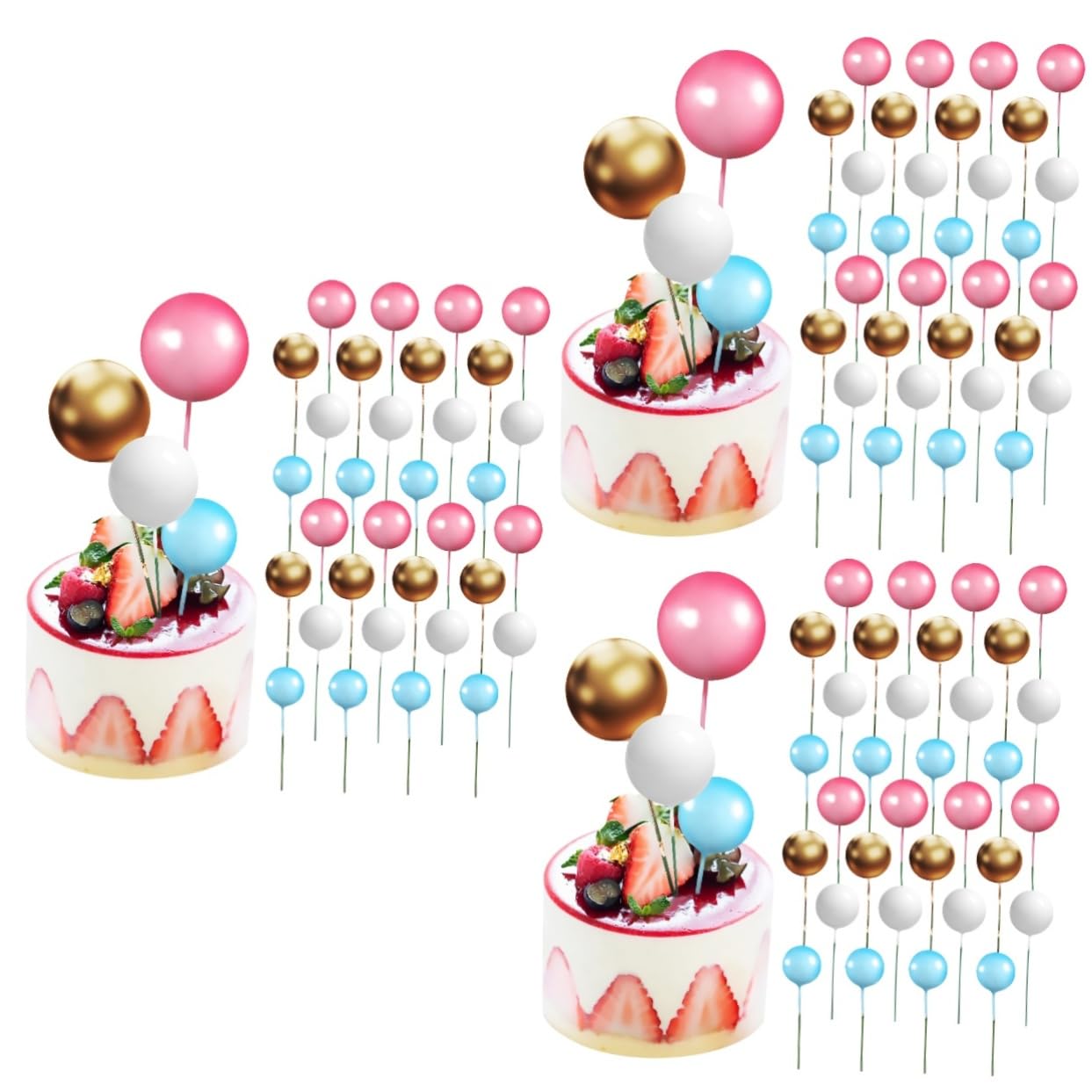 Abaodam 120 Pz Palline di Schiuma per Torta Cake Topper con Mini Palloncini per Torte da Festa Inserti per Torte Nuziali Topper Torta Palla Mini Torte Bambino Perla Buon Compleanno