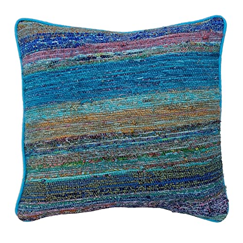 Trade Star Rug Chindi Decorative Upcycled Cushion Cover Recycled Fabric Pillow Cover Modern Sofa Cushion Case for Gypsy Decor Ethnic Multi Color Pillow Shams for Home Furnishing