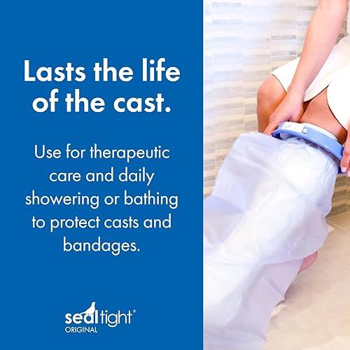 Miniatura 4 de Brownmed Seal-Tight Original Cast & Protector de vendaje  Funda impermeable para piernas adultas  Pierna ancha corta para adultos