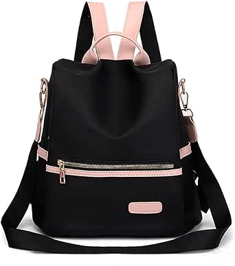 Zaino Antifurto Da Donna In Tessuto Oxford, Leggero E Impermeabile, 32x31x17 Cm, Con Porta Laptop 15", Per Viaggi, Lavoro E Shopping - Nero/Marrone