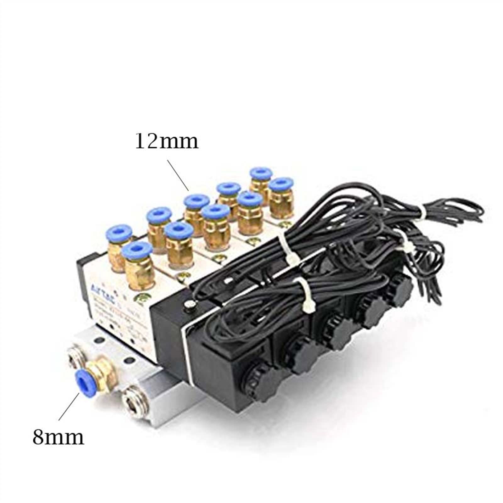 Pneumatyczny zawór elektromagnetyczny DC 12 V, 24 V, 5, 4 V110-06, 4 mm, 6 mm, 8 mm, 10 mm, 12 mm, zestaw podstawy szybkozłączki AC 110 V 220 V 4V110 06, 1 szt. (12 mm, DC12V)