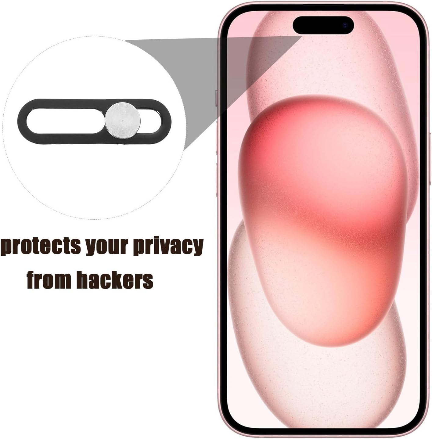 2pcs Phone Camera Cover Slide Black Aluminum Alloy Compact Privacy image 3
