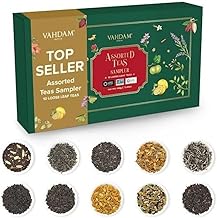 VAHDAM, Assorted Loose Leaf Tea Gift Set (10 Variety, 50 Servings) Valentines Day Gifts for Him & Her | Herbal,Green, Chai & Black Tea Sampler| Non-GMO, Gluten Free