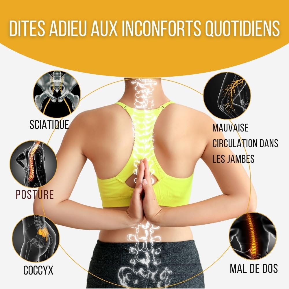 Inphysio® Coussin Donut, Coussin Assise Ergonomique, Coussin Coccyx, Coussin Siege Orthopédique, Coussin Memoire Forme, Coussin Fesses, Coussin Hemorroidaire, Coussin Voiture, Chaise, 45 x 37 x 9cm