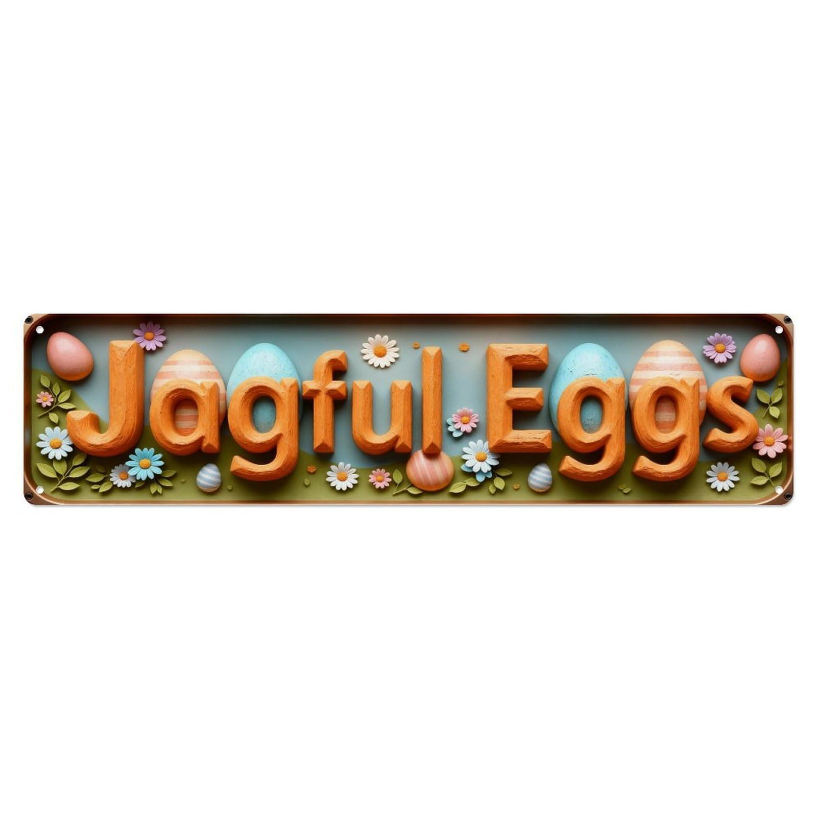 Easter Eggs Flowers Spring Decor Metal Tin Sign Plaque