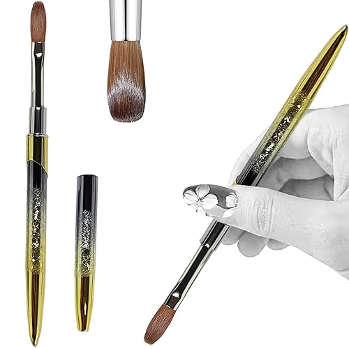 PCUORLEORS Kolinsky - Cepillo de uñas acrílico con cabello 100% puro de visón y mango de aluminio, cepillo de gel chapado para aplicación acrílica,