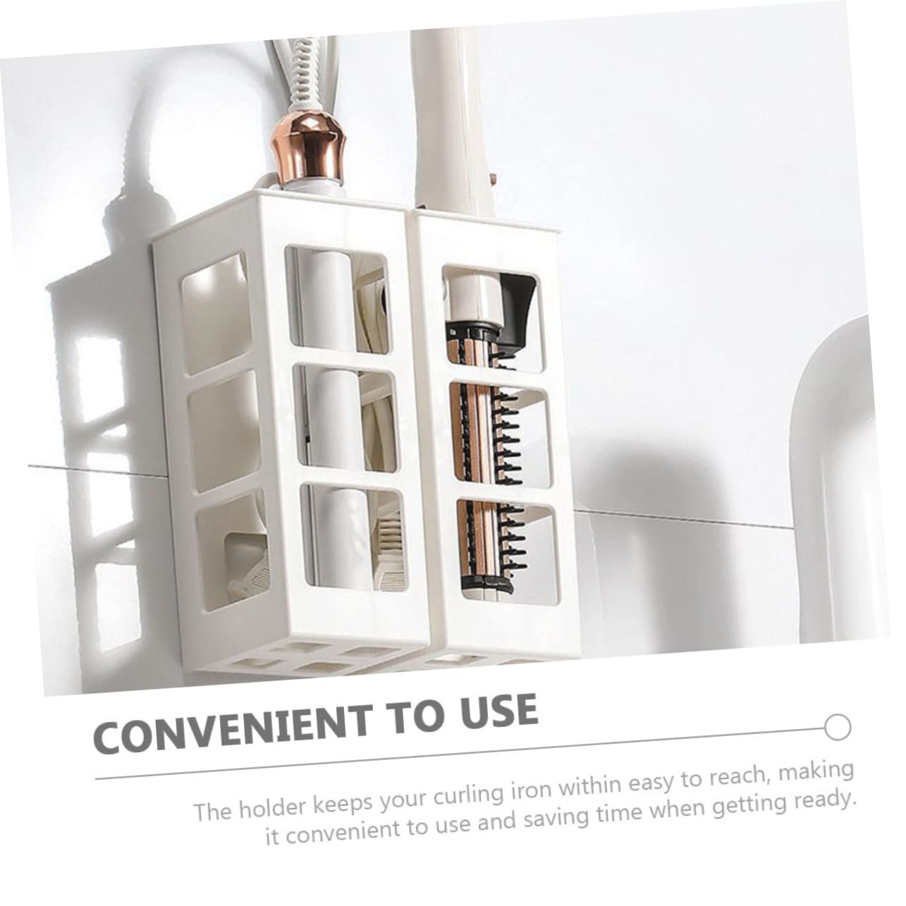 OHPHCALL 2pcs Wall Mount Hair Dryer Holder Curling Iron Organizer Bathroom Organizer Minimalist Design