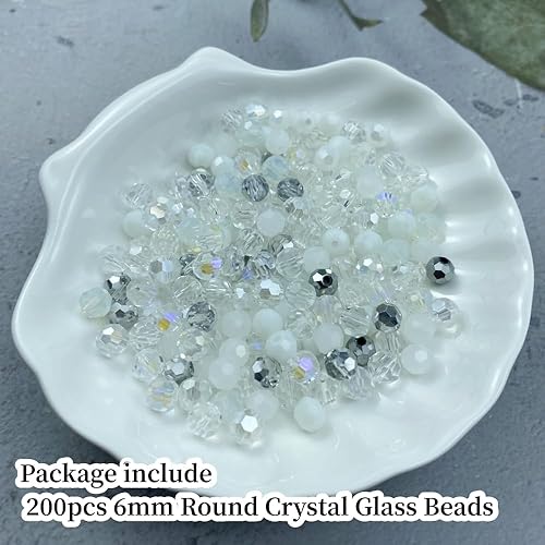 Miniatura 2 de 200 cuentas redondas de cristal de 0.236 pulgadas (0.236 in), cuentas espaciadoras para hacer joyas, pulseras, aretes, collares, campanillas de