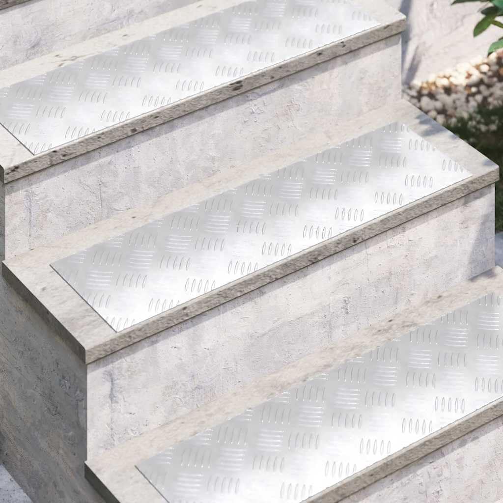 Stopnie schodowe, aluminiowe, srebrne, 70 x 20 cm, zestaw 4 sztuk, antypoślizgowe, trwałe, do użytku wewnątrz i na zewnątrz, bezpieczeństwo i ochrona