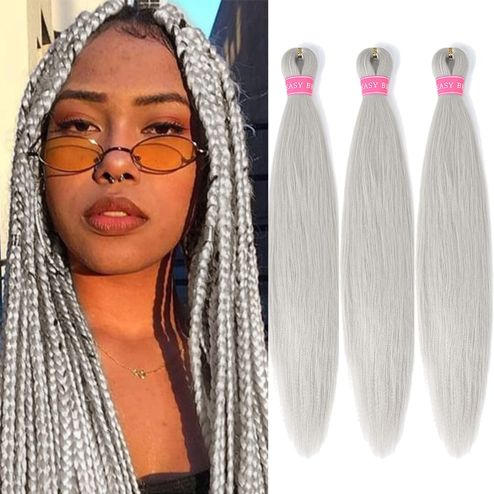 MEZIRU 3Pcs/Packs Braiding Hair Pre Stretched 20 Inch Yaki Straight Braiding Hair Extensions For Braids Synthetic Hot Water Setting Twist Braid Hair