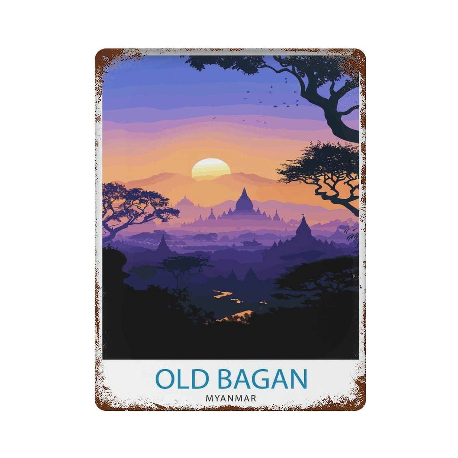 xiaoxiaoshen Bagan Myanmar Travel Lover Wall Decor Art Metal Tin Poster Modern Home Decor Art Home Bar Shop Decorations Vintage Sign 40x30cm