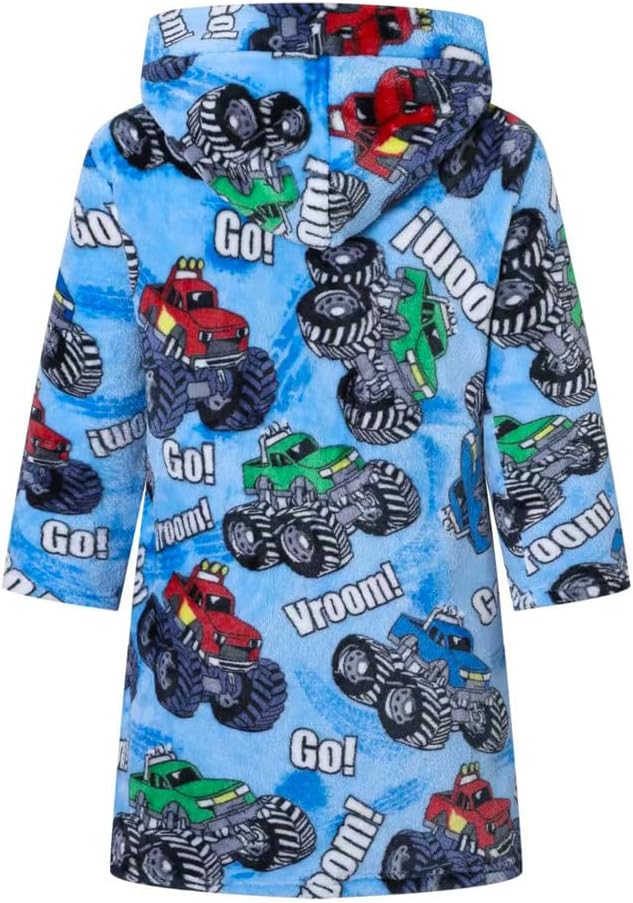 Boys Girls Robe Soft Fleece Hooded Bathrobe for Kids