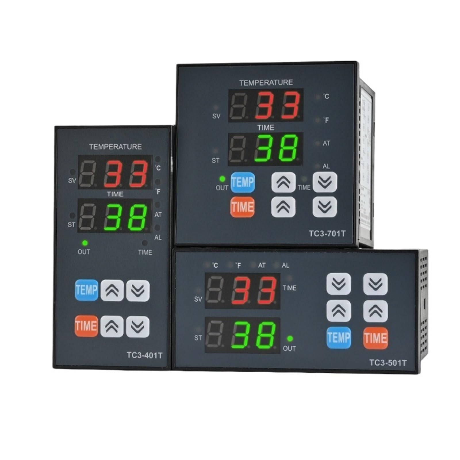 1 Uds TC3-401T controlador de temperatura PID temporizador termómetro relé tipo K 400 ℃ AC100 ~ 220V instrumento de Control de integración alarma zumbador(TC3-701T)