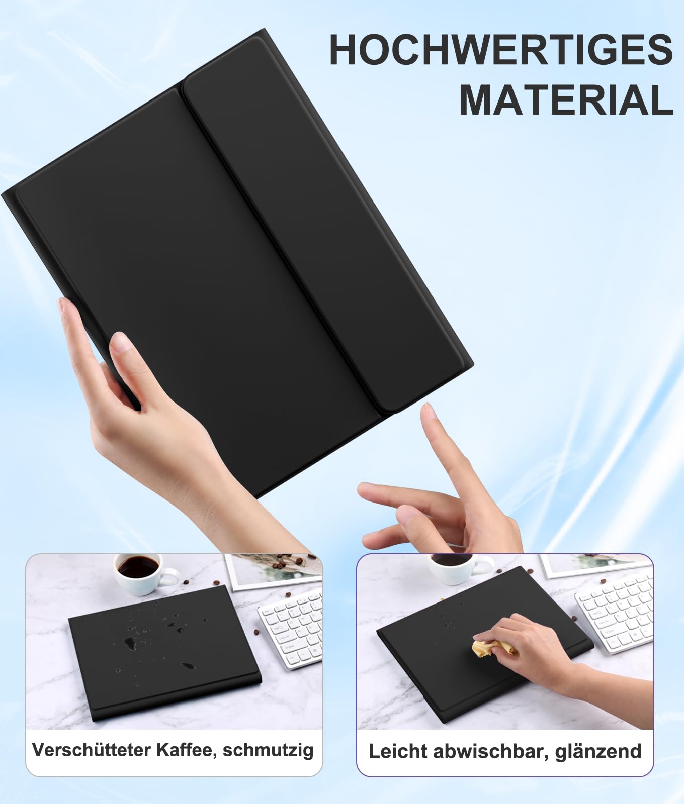 Vobafe Hülle mit Tastatur für iPad Air 11 Zoll M4 M3 M2 (2026/2025/2024), iPad Air 5. 4. Generation 2022/2020 10.9", Mutil-Touch Trackpad Beleuchtete Abnehmbare Keyboard, mit Stifthalter, Schwarz