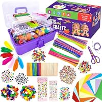 kortes Jumbo Art and Craft Supplies for Kids, Toddler DIY Craft Art Supply Set Included Pipe Cleaners, Pom Poms, Feather, Folding Storage Box - All in One for Craft DIY Art Supplies (Purple) — image 6