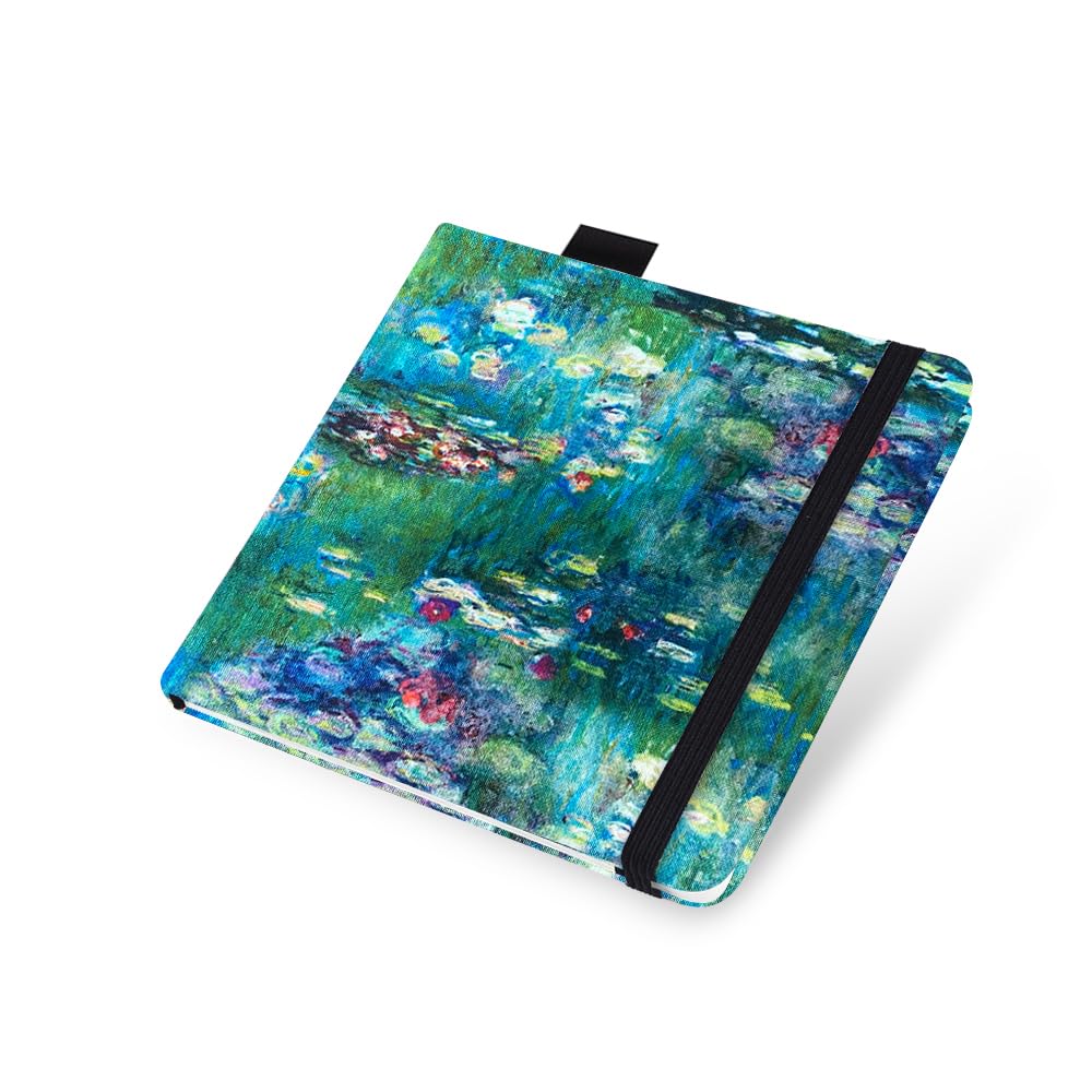 Watercolor Sketchbook,5x5 Inch Portable Square Cloth Cover Notebook, 20 Sheets Watercolor Textured Drawing Papers, 300 GSM Art Paper Sketchbook.Oil Painting Pond