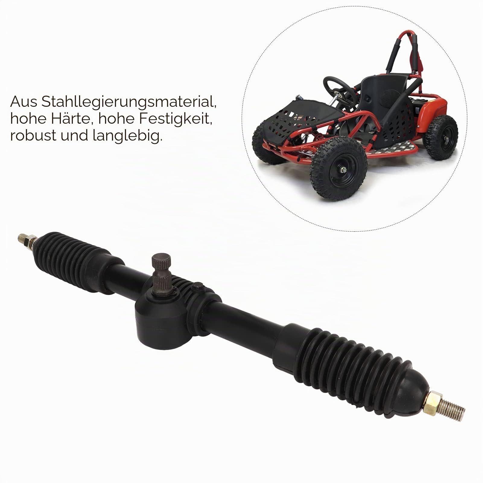 Zahnstangenwelle für Servolenkung, 430 Mm 30T Stahllegierung Go Kart Lenkgetriebe Zahnstange Poliertfür Go Kart Karting ATV UTV Motorrad