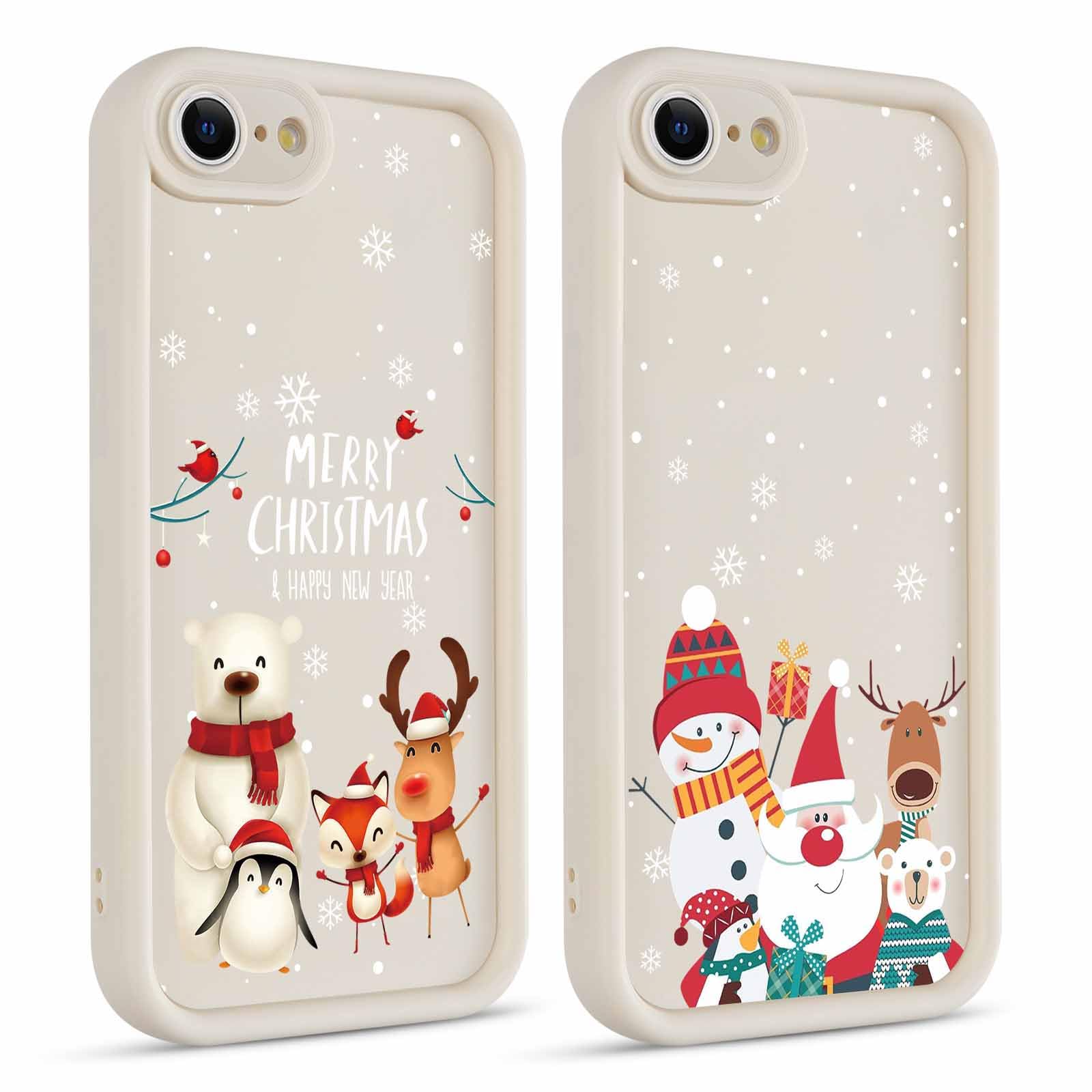 Coque IPhone 15 Noël - Motif Arbre, Père Noël, Neige - Silicone TPU Antichoc - 2 Pièces - Cadeau Féminin