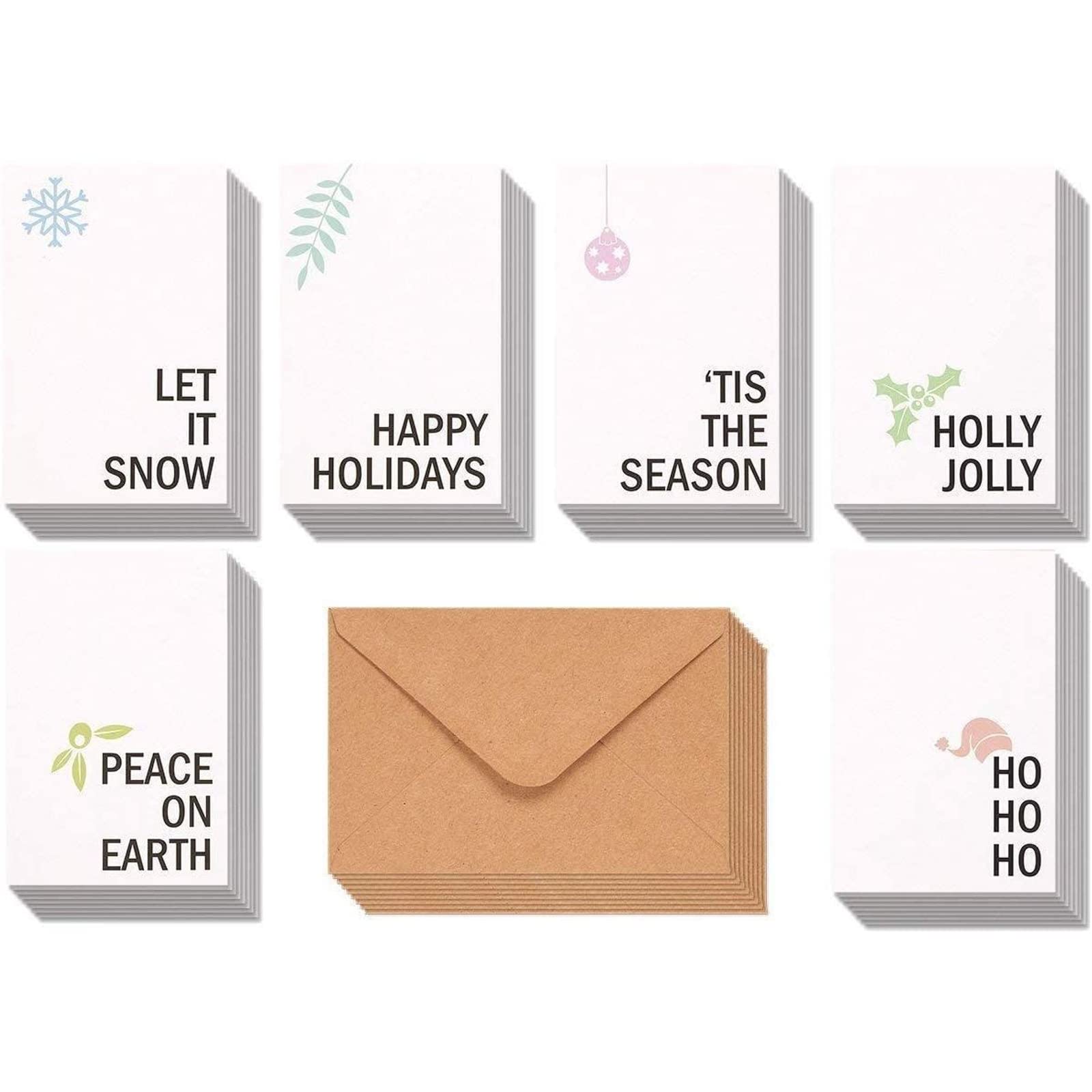 48-pack Frohe Weihnachten Grußkarten Bulk Box Set – Winter Urlaub Weihnachts Urlaub Grußkarten mit minimalistischem Design, Umschläge enthalten, 10,2 x 15,2 cm