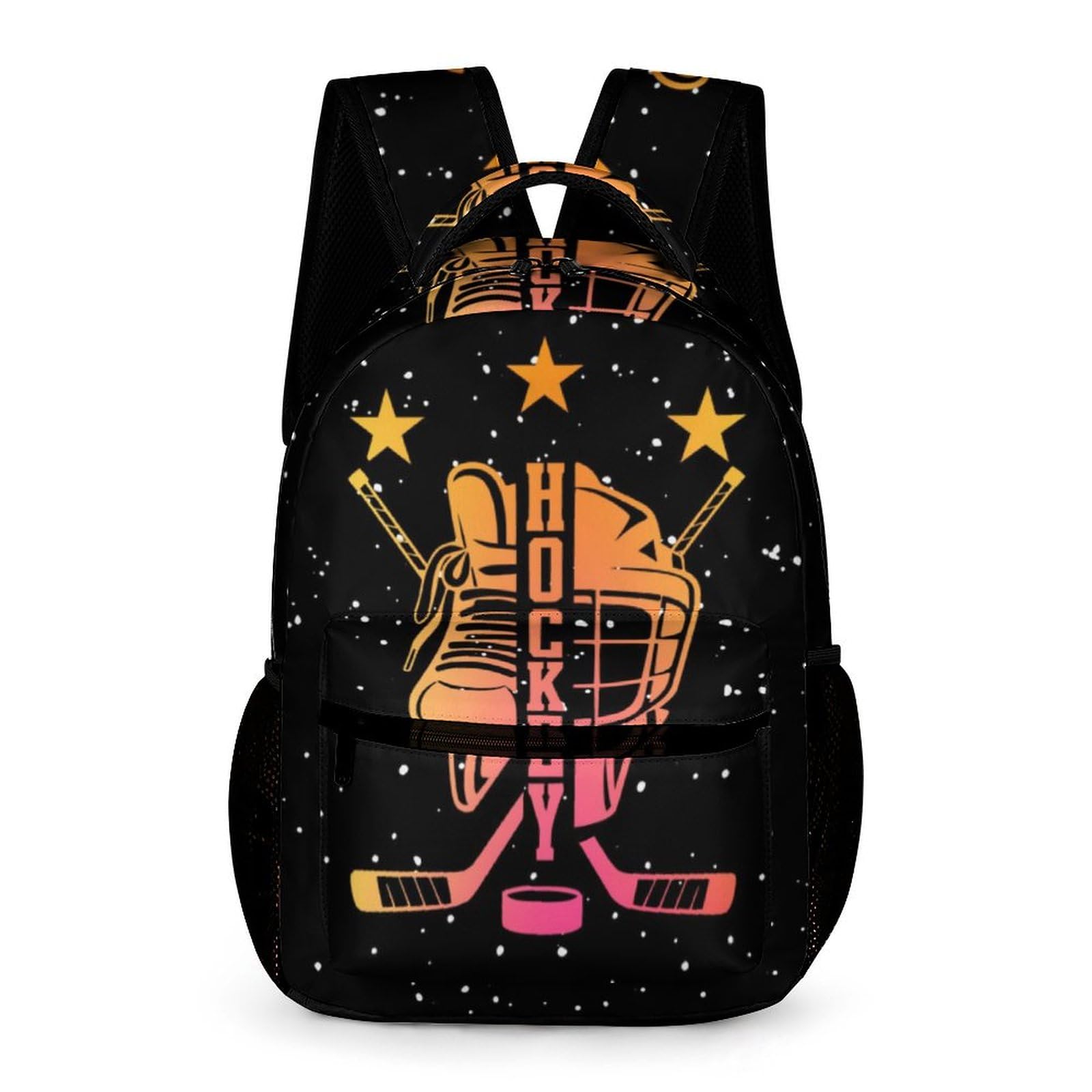 Hockey Backpack for Kids Girls Boys School, 16 Inches Cool Hockey Ball Theme Bookbag, Adjustable, Lightweight, Large Capacity, Colorful Daily Casual