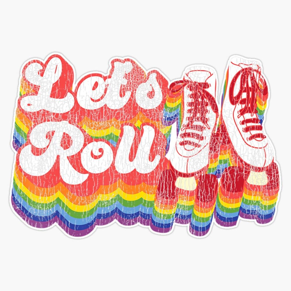 Cool Roller Skating Skate Girl 1970S Retro Sticker Vinyl Waterproof Sticker Decal Car Laptop Wall Window Bumper Sticker 5"