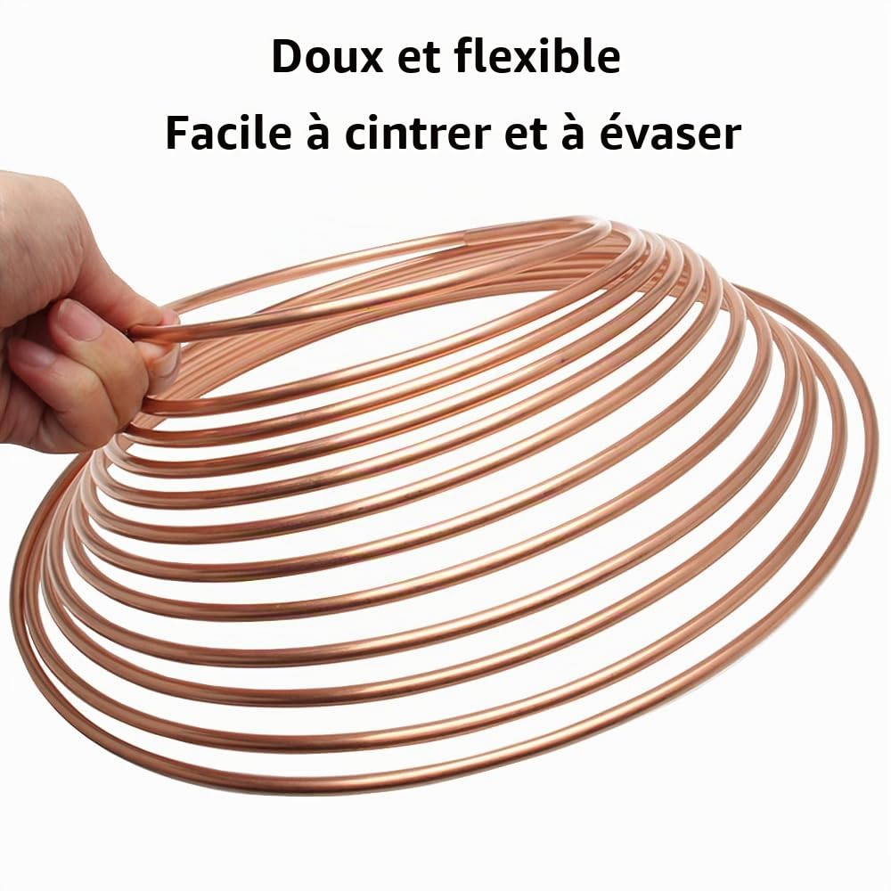 Tuyau de Frein en Cuivre 4,75mm (3/16") avec Revêtement - Kit de Conduite Auto 7,6m pour Carburant