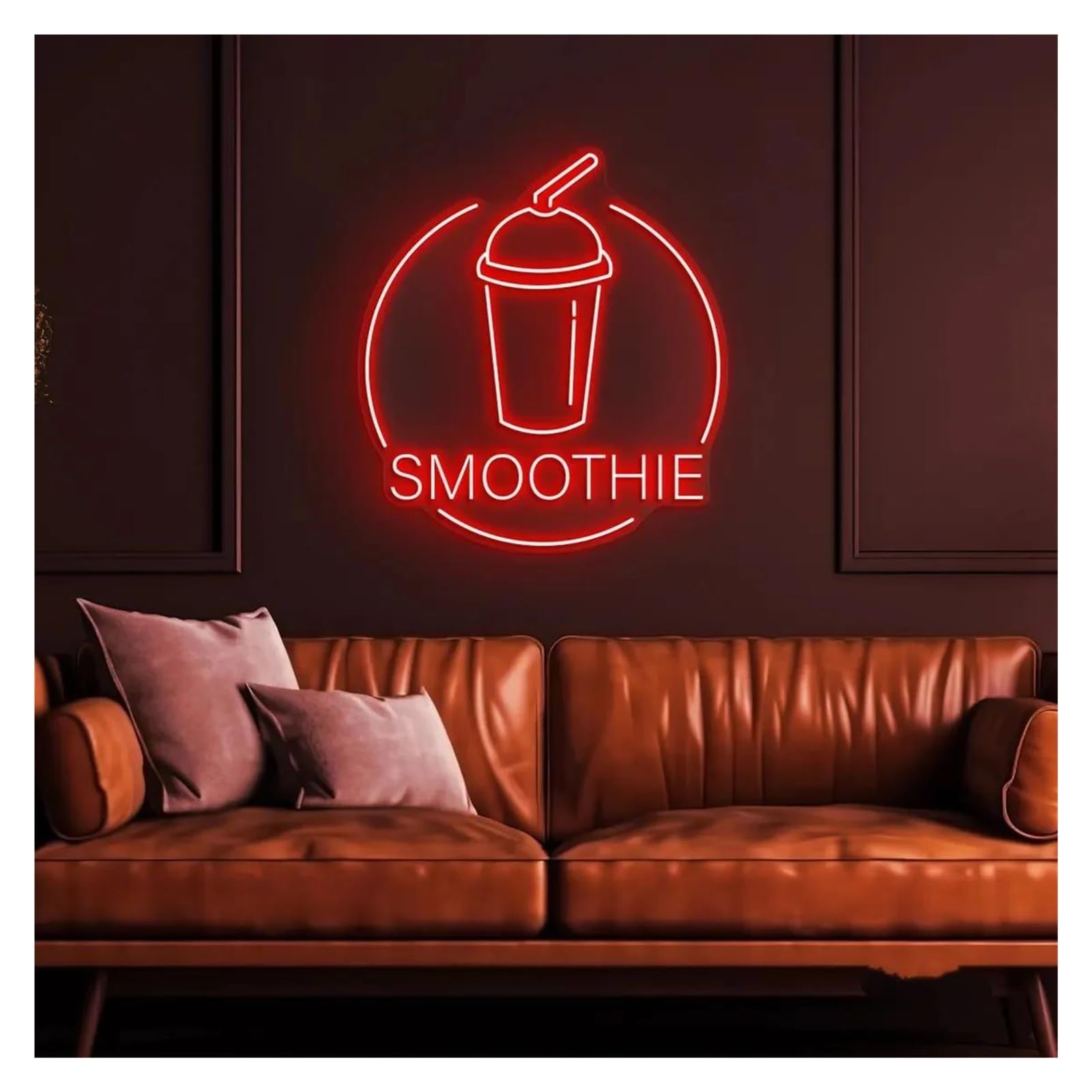 RONGCH Hanging Art Neon Signs Smoothie Neon Sign for Drink Corner Juice Shop Wall Art Decor Business Window Display USB Powered Dimmable 40cm(E)