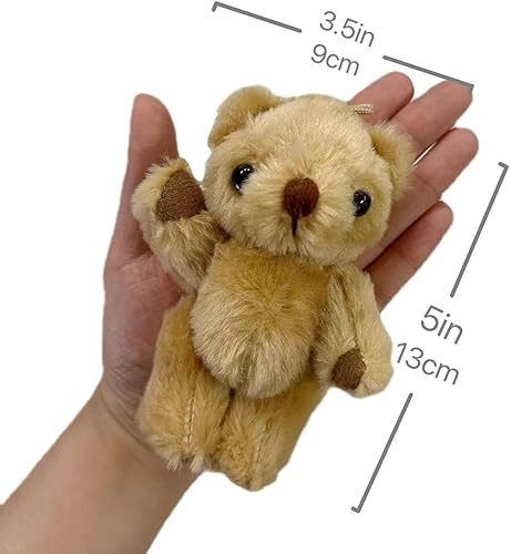 Miniatura 3 de MUMUmumu Mini oso de peluche marrón de 5 pulgadas, 6 piezas, llavero de bricolaje, manualidades, decoración de fiesta, accesorios de decoración para