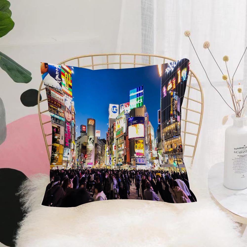 HYOSXW Cushion Cover,Throw Pillow Case Home Decorative for Living Room Bedroom Sofa Chair 16X16 Inch,abstract blur crowd people at Osaka street market in Japan,Pillowcase 40X40cm