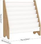 CHOEZON 6-Tier Kids Bookshelf, Sling Kid Bookcase, Large Capacity Book Organizer, Book Shelf for Kids Room, Magazine Storage Rack, for Bedroom, Nursery, Playroom, White and Natural MCW07WB