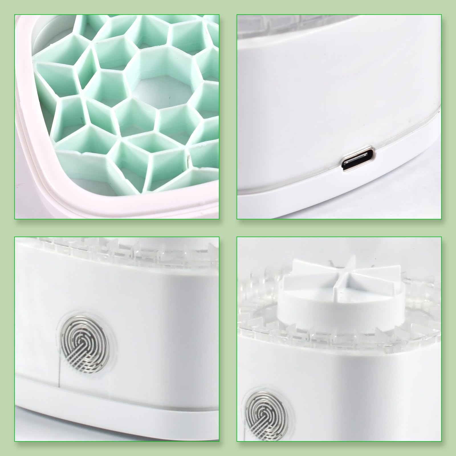 Elettrico Pulisci Pennelli Make Up, Pulitore Pennelli Trucco Elettrico, Automatico Pulizia Pennelli Make Up, USB Pulizia Pennelli Make Up, Rapido Efficiente per la Pulizia Profonda Spazzole (Bianco)