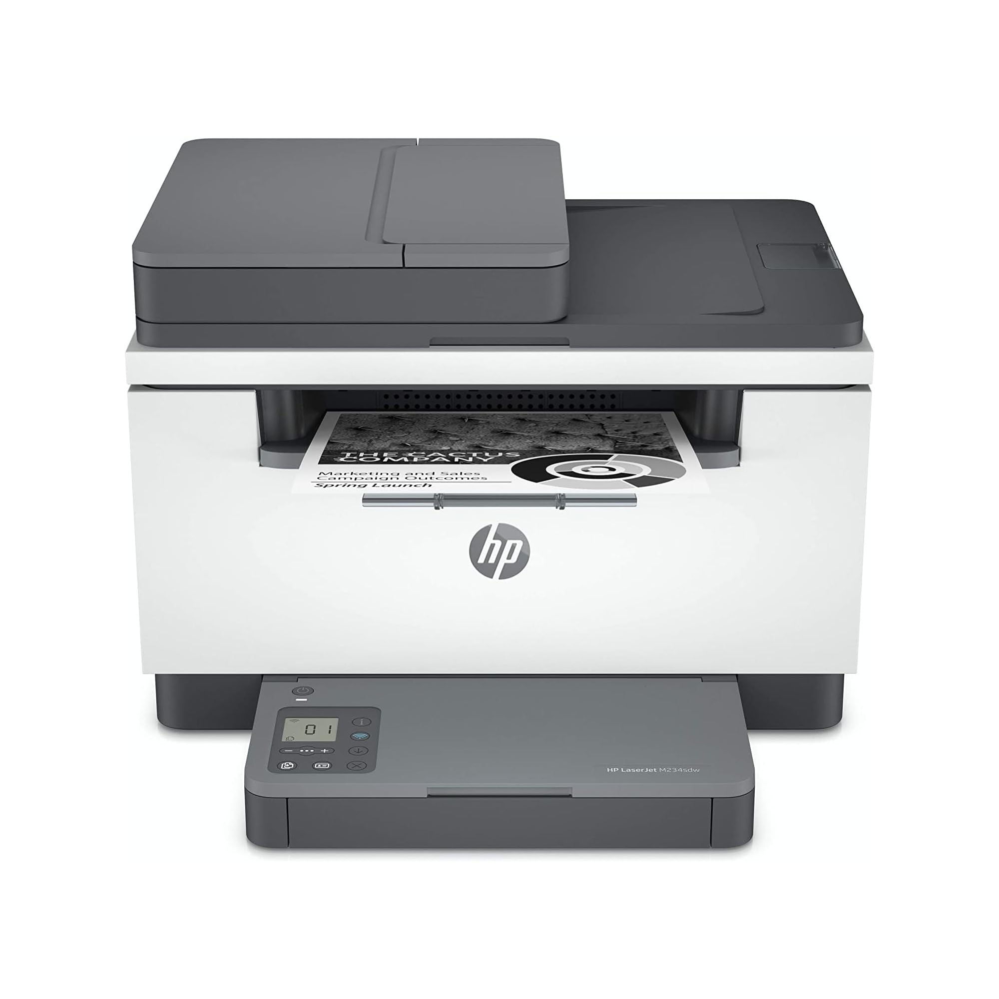 HP LaserJet M234sdw 6GX01F, Impresora Multifunción A4, Impresión Dúplex Automática en Blanco y Negro, 29 ppm, WiFi, Ethernet, USB, ADF, Smart, Sin Fax, Pantalla LCD con Iconos, Gris Blue Angel
