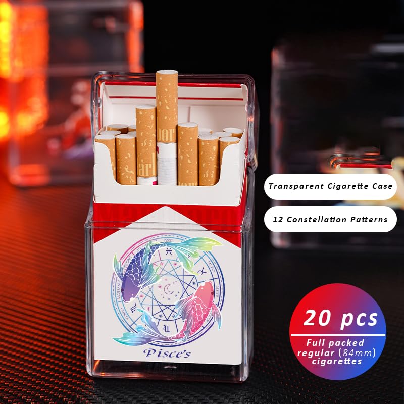 Cigarette Case Box for 85mm King Size 20pcs Transparent Cigarette Display Holder Transparent Portable Case for Men Women (Cancer)